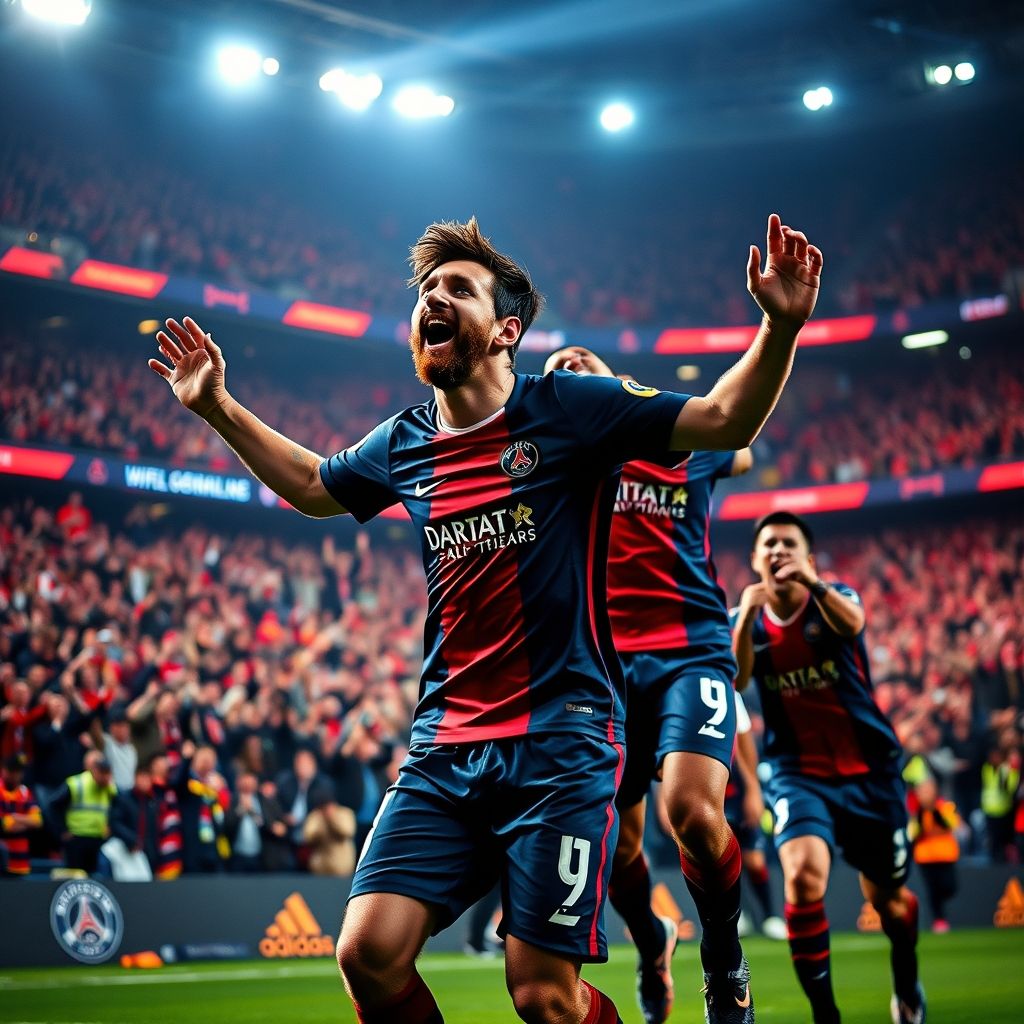 巴黎圣日耳曼狂胜，梅西梅开二度领衔，轻松晋级欧冠八强